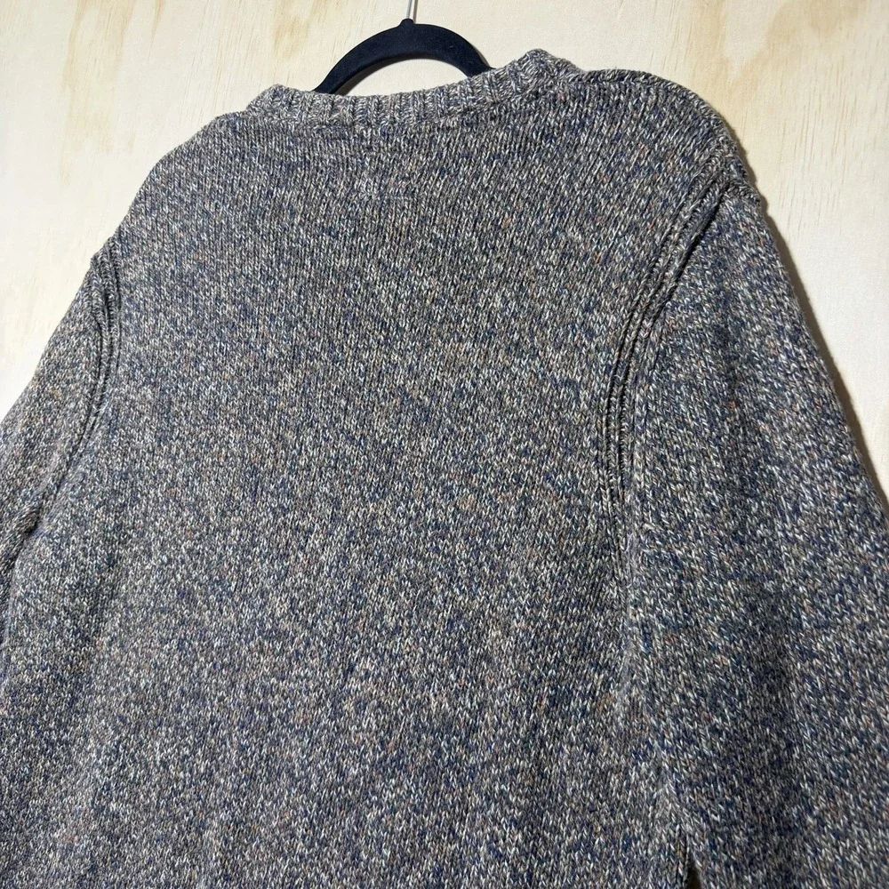 7 Diamonds Mens Sweater Large Knit Crewneck Gray Brown Blue‎ Wool Blend Casual